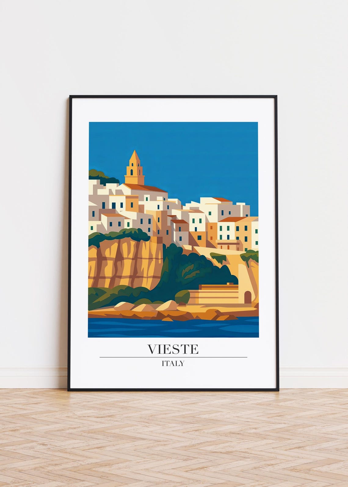 Vieste Italy Modern Travel Poster Print