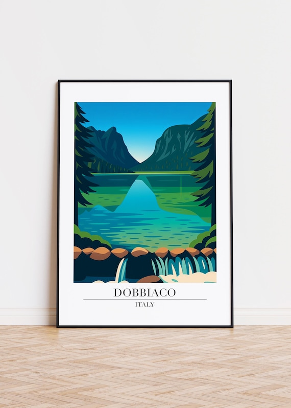 Dobbiaco Italy Mirror Lake Between Green Mountain Peaks Poster