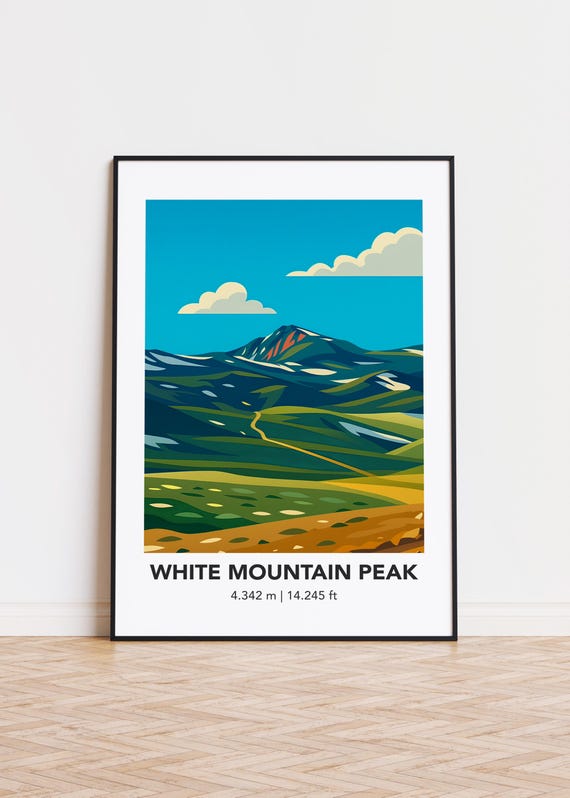 White Mountain Peak Poster Modern Illustration Art Print