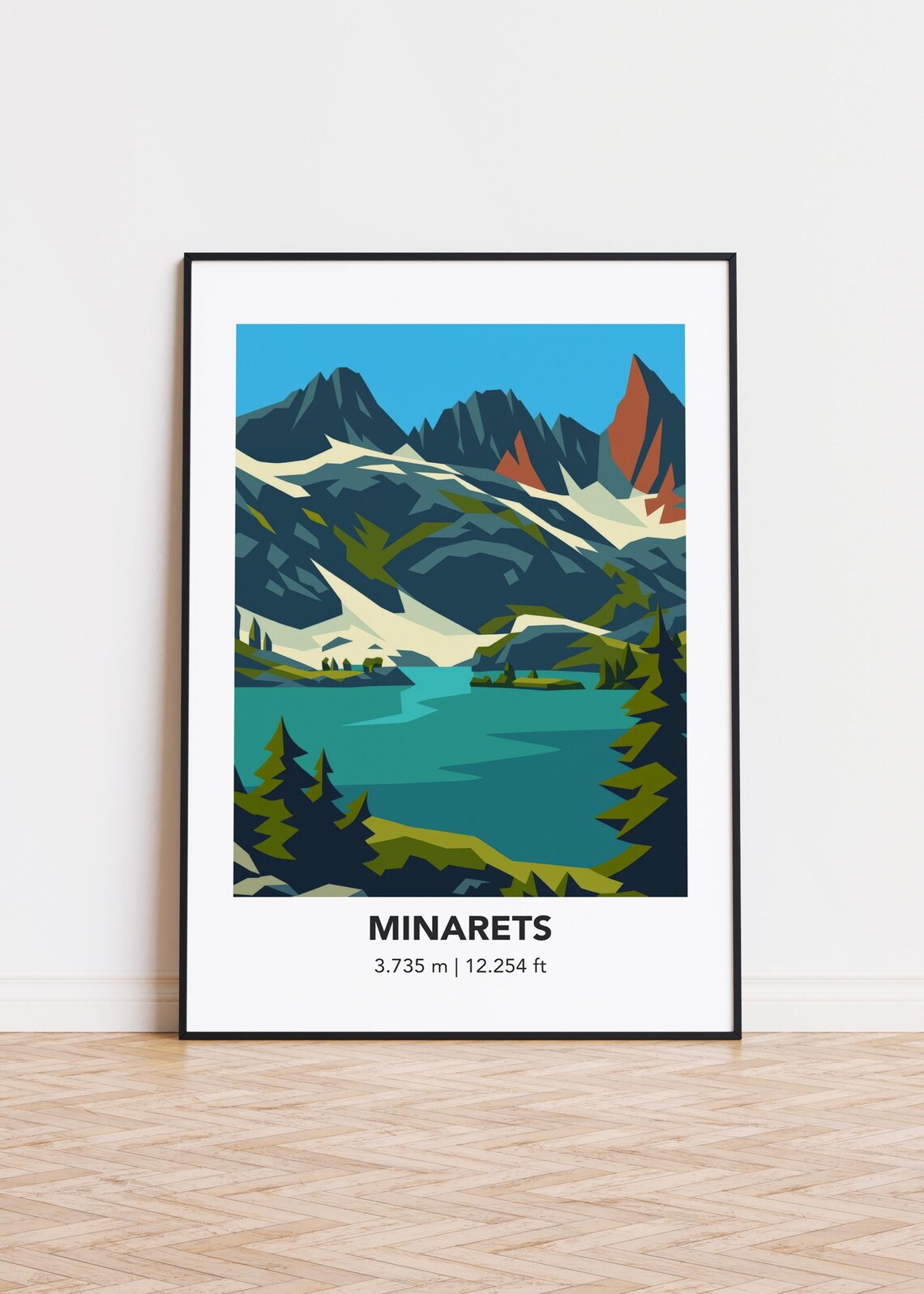 Minarets Mountain Illustration, Minimalist Poster