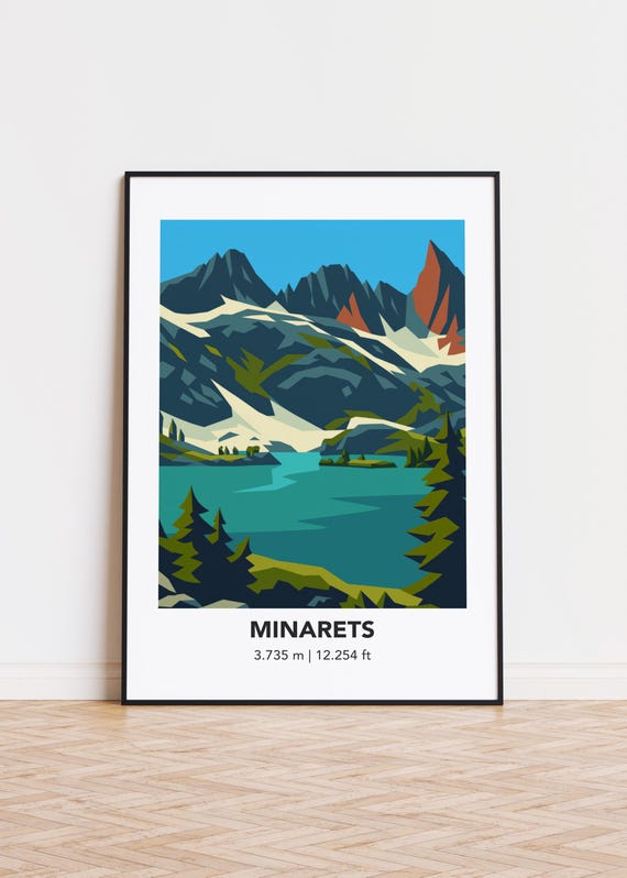 Minarets Mountain Illustration, Minimalist Poster