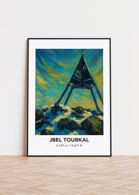 Jbel Toubkal Mountain Art Poster Modern Minimalist Print