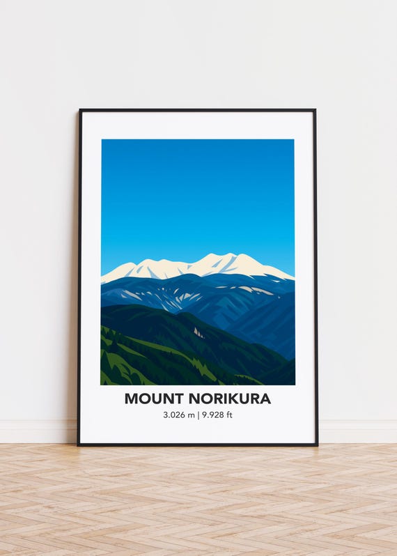 Mount Norikura Art Print Mountain Illustration Poster