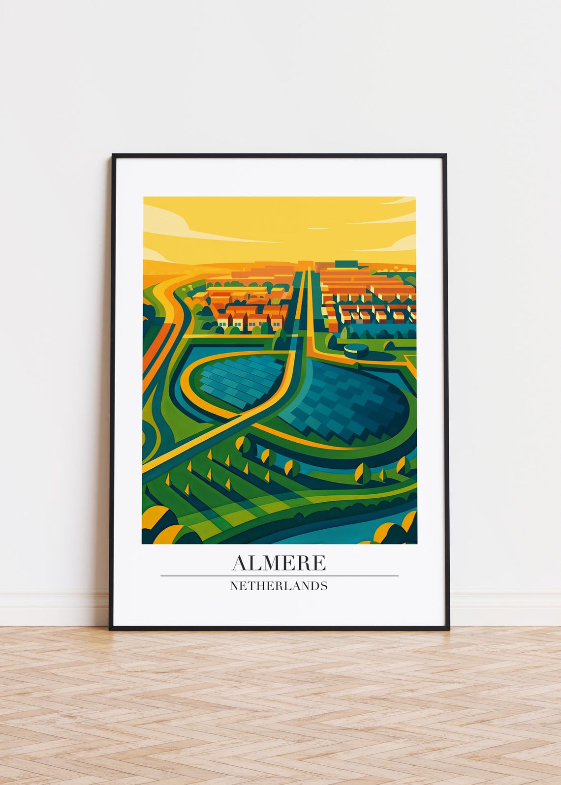 Almere Netherlands Poster, Modern City Illustration
