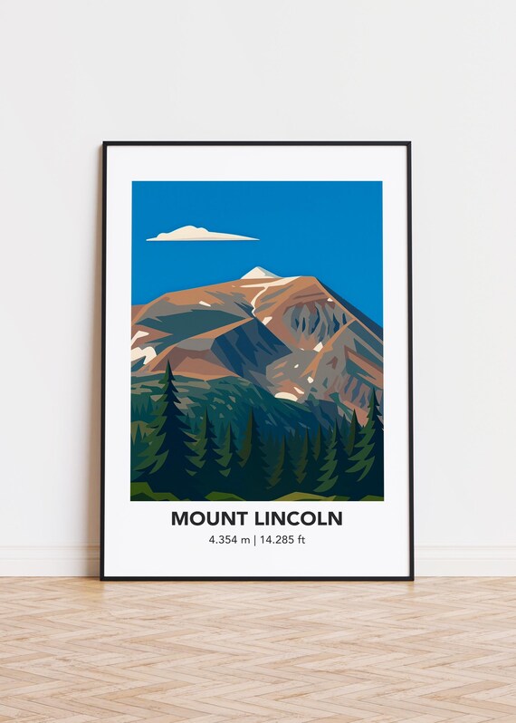 Mount Lincoln Art Print Modern Mountain Illustration
