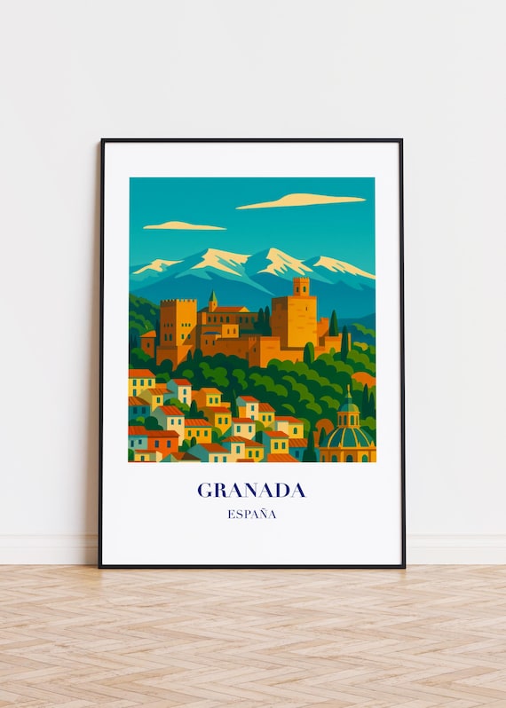 Granada Spain Modern City Illustration, Poster