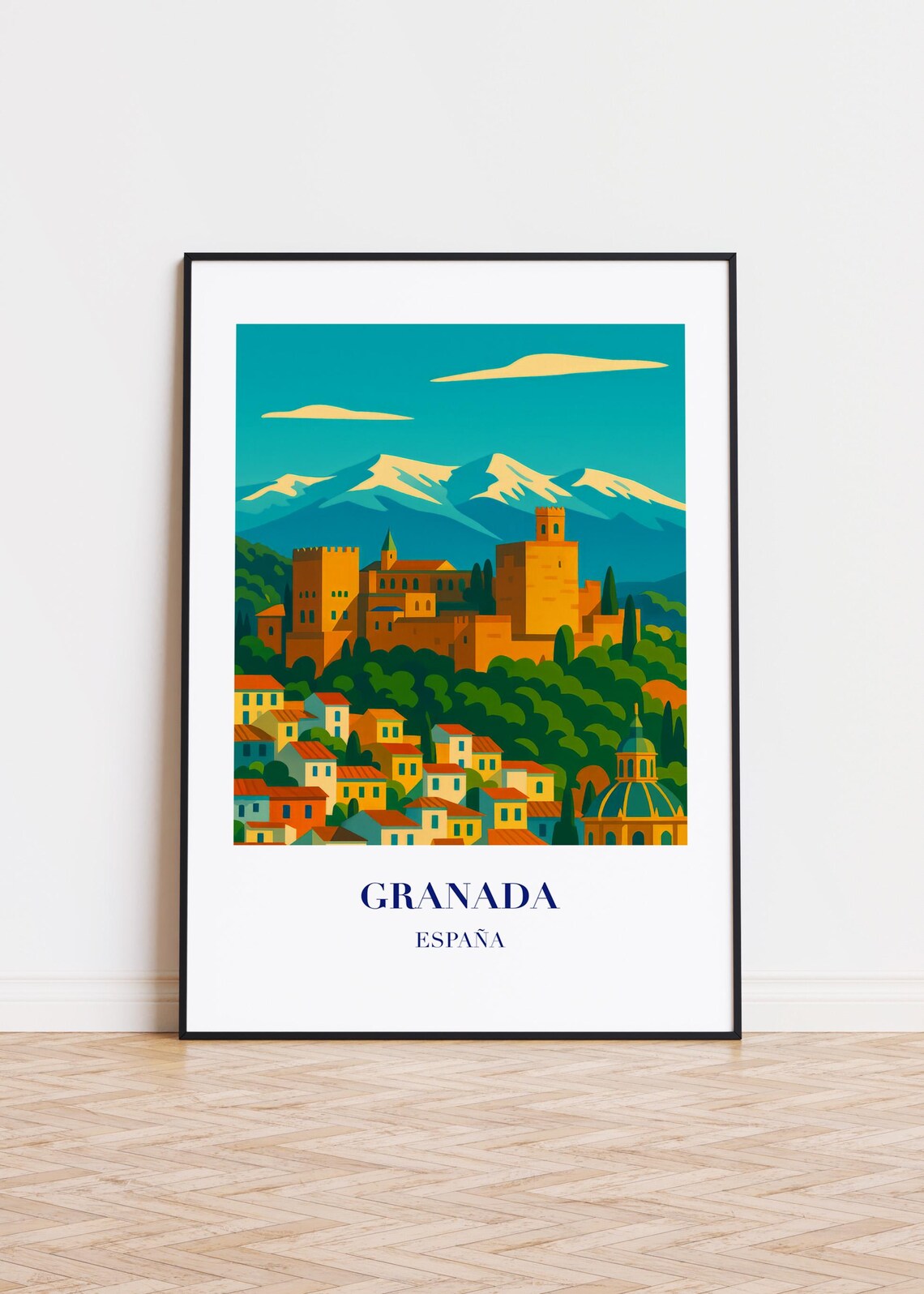 Granada Spain Modern City Illustration, Poster