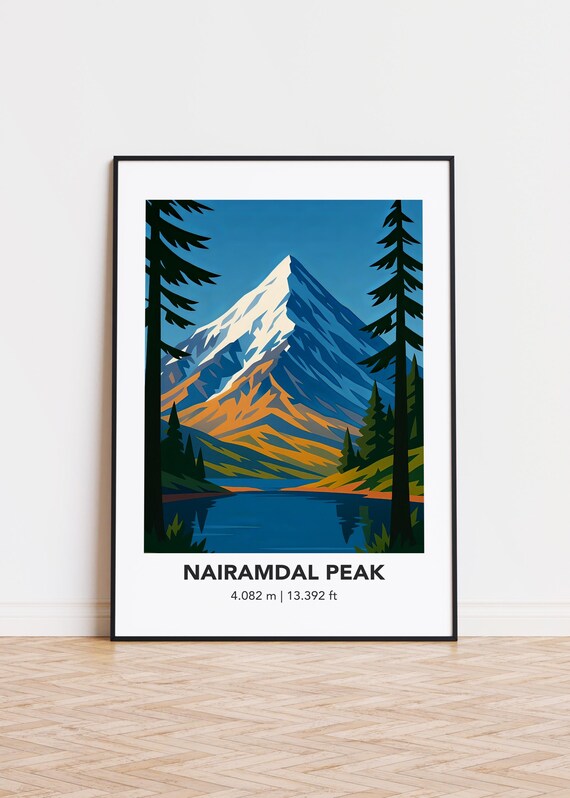 Nairamdal Peak Poster Mountain Illustration Art Print