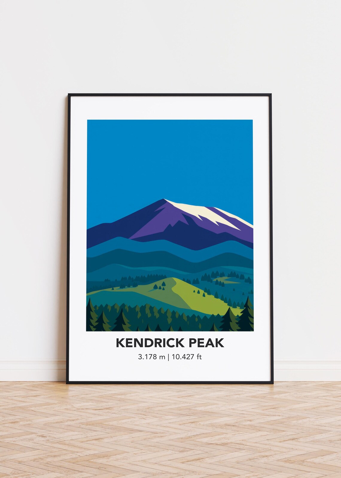 Kendrick Peak Poster Print, Mountain Illustration