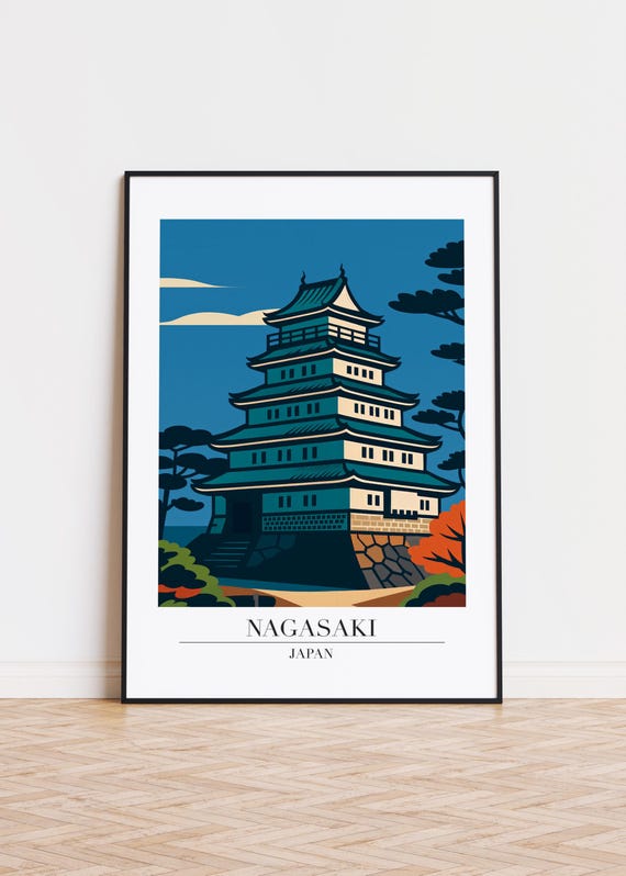 Nagasaki City Print Modern Minimalist Travel Poster
