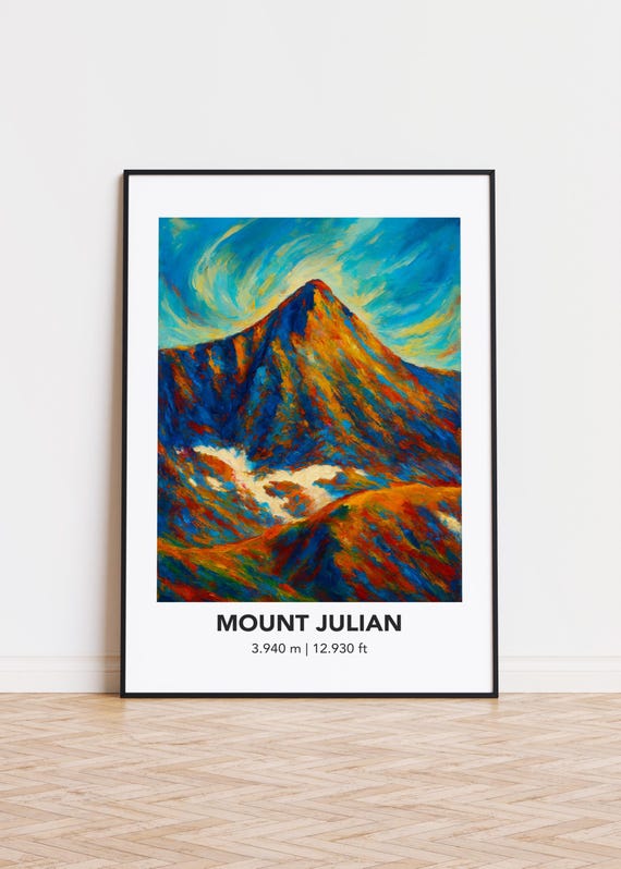 Mount Julian Poster Mountain Print Modern Oil Painting Style Art