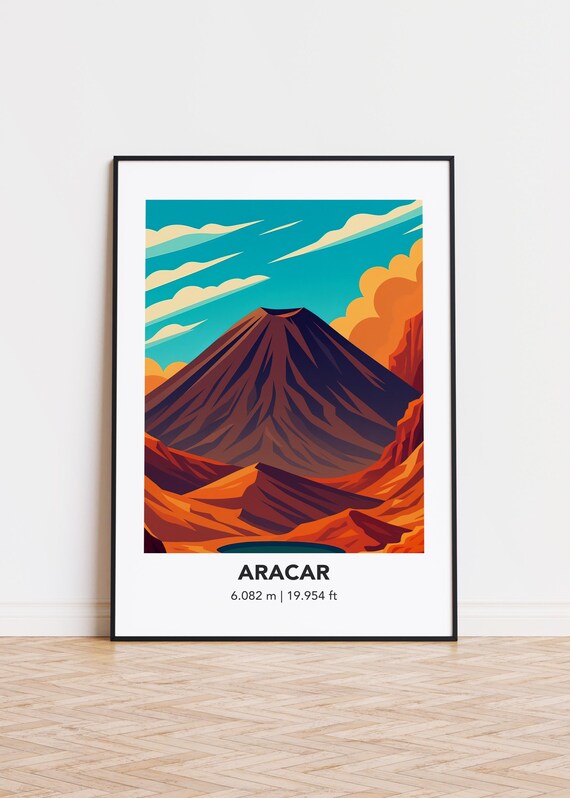 Aracar Mountain Illustration Art Print Modern Home Decor