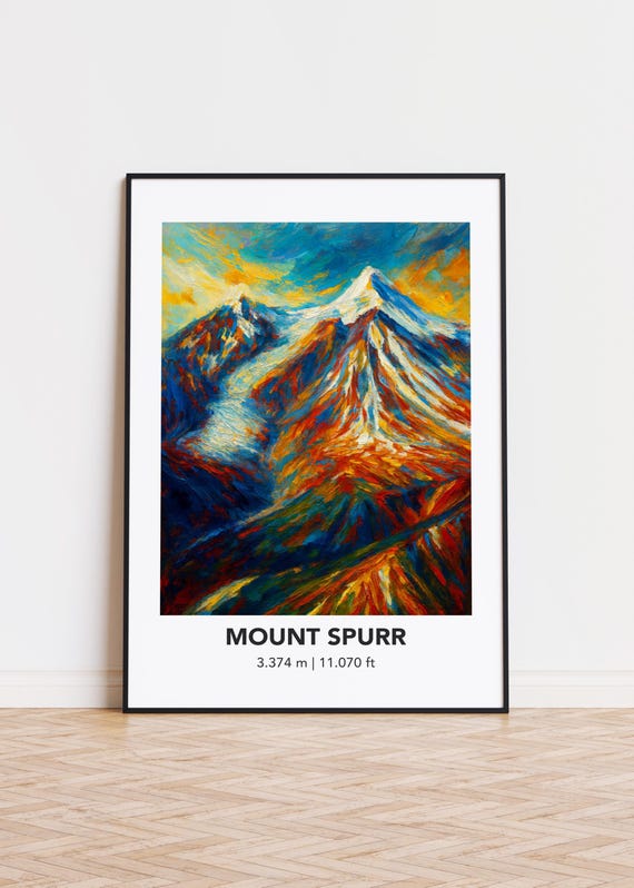Mount Spurr Poster Modern Oil Painting Style Mountain Art Print