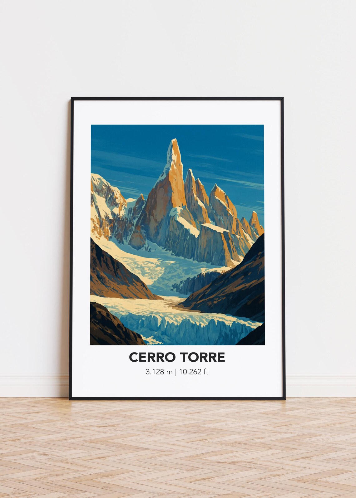 Cerro Torre Poster, Mountain Illustration Art Print