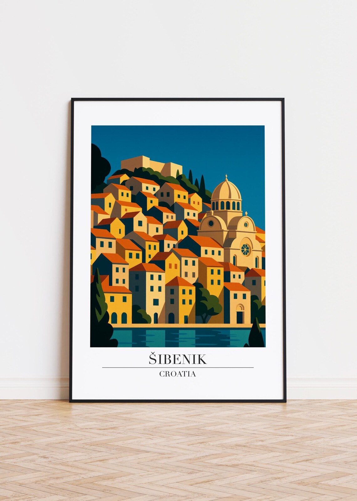 Ibenik Croatia Poster, Modern City Illustration