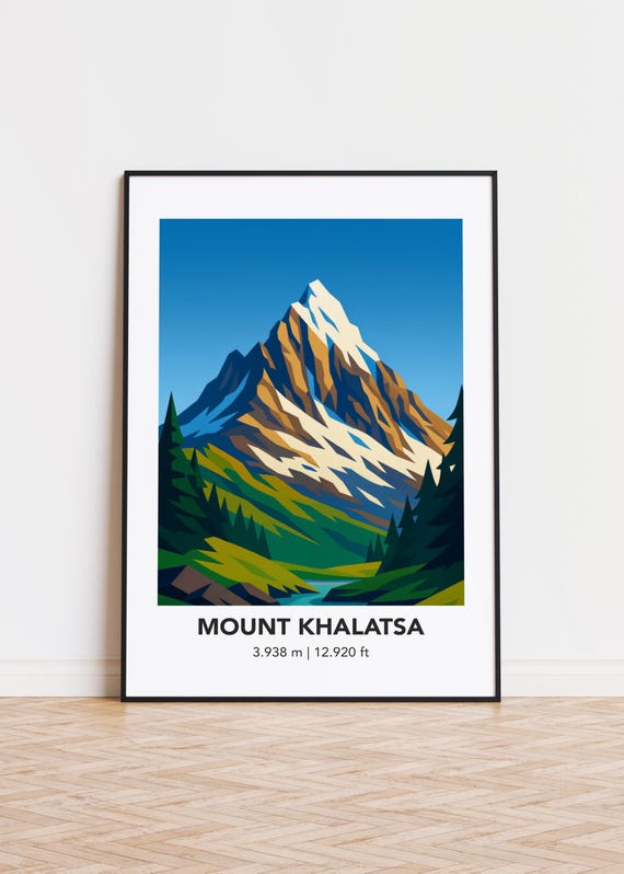 Mount Khalatsa Art Print Modern Mountain Illustration