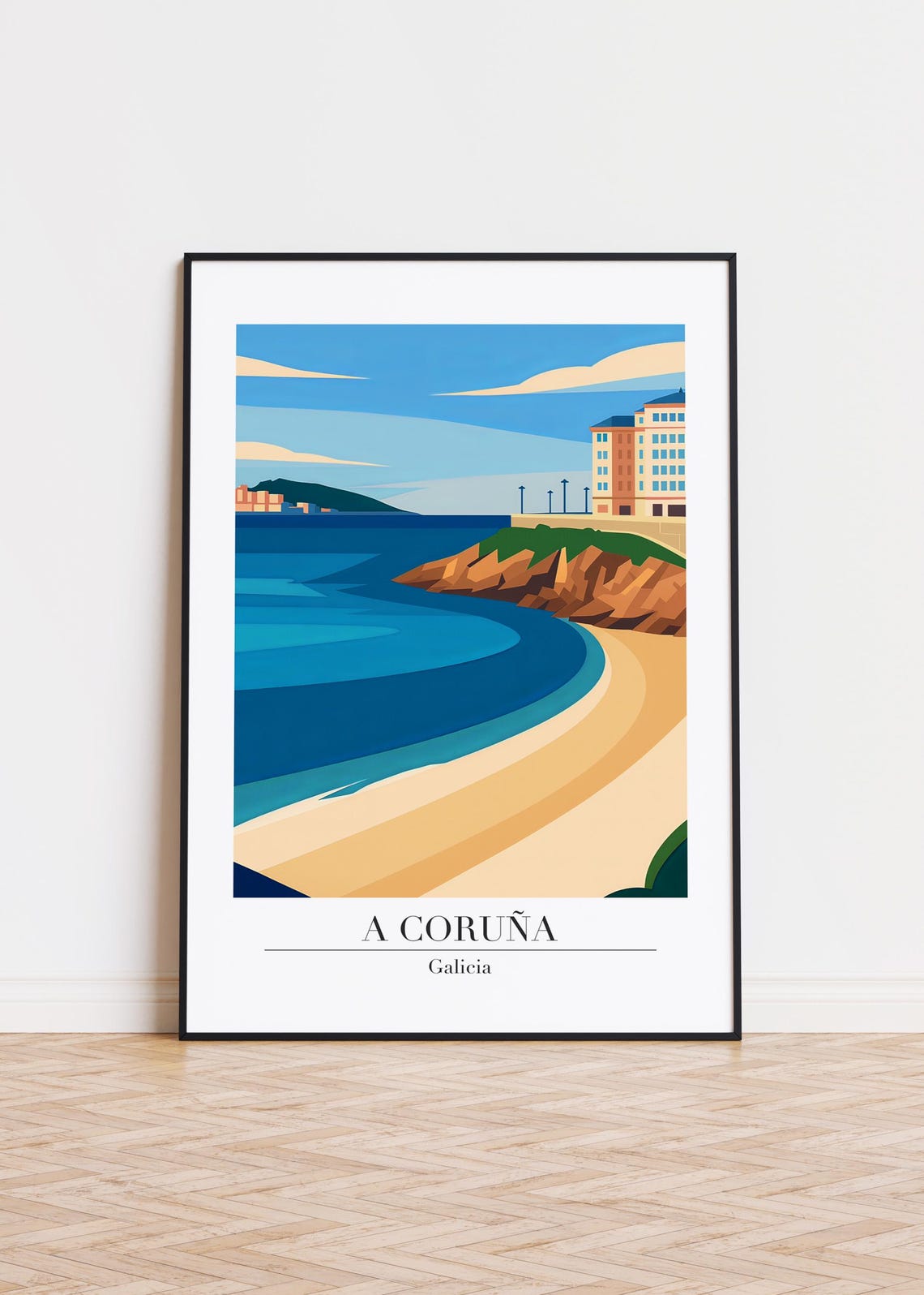 A Corua Cityscape Poster Galicia Illustration Art