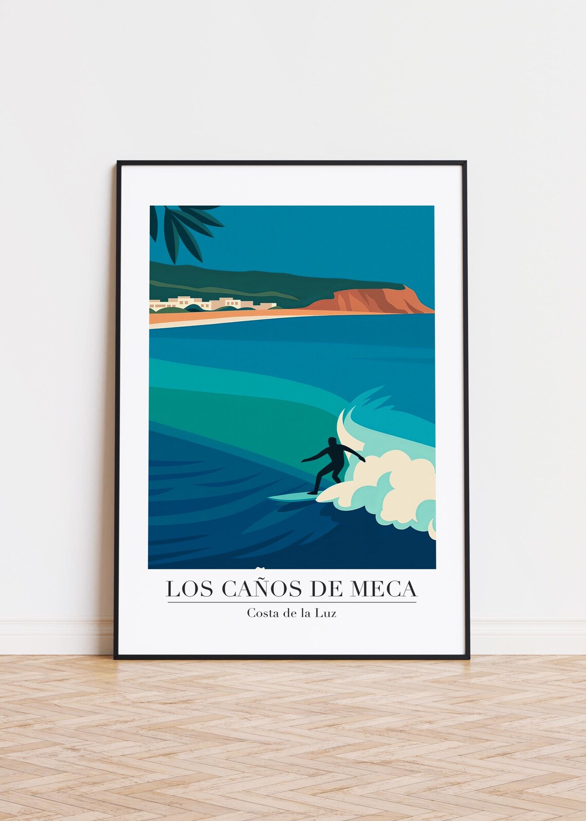 Los Caños de Meca Costa de la Luz Surfer Wave Illustration Poster