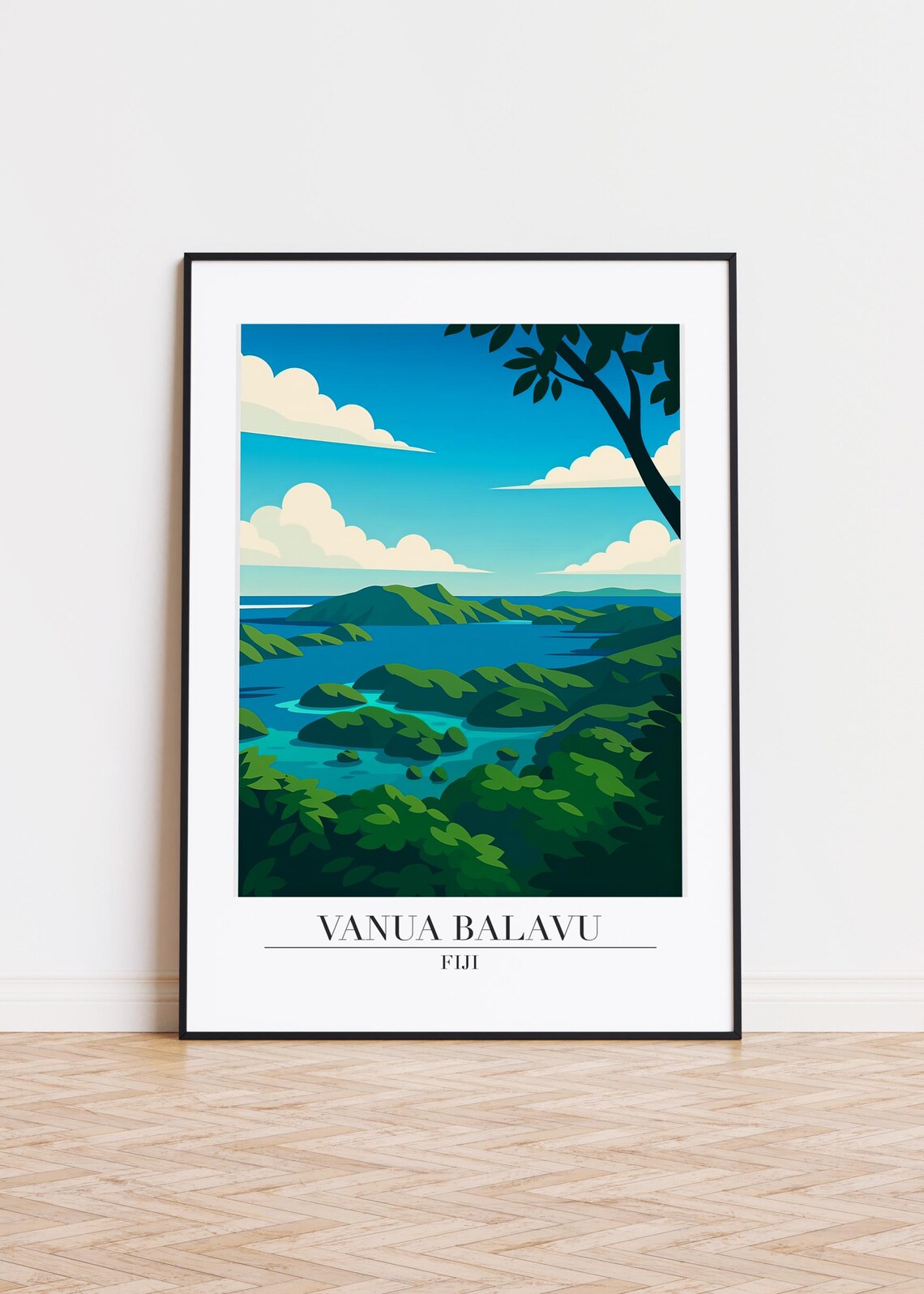 Vanua Balavu Fiji Lush Green Islands Blue Lagoon Travel Poster