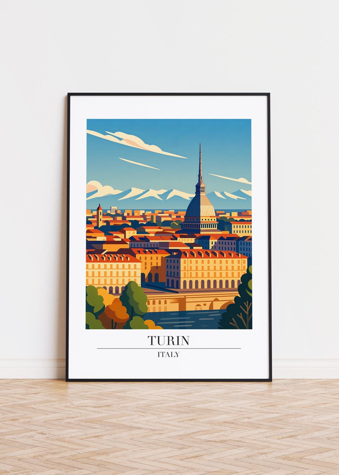 Turin Italy Modern City Illustration Poster