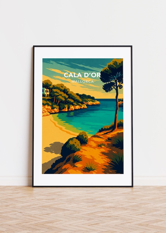 Cala d'Or Mallorca Turquoise Cove Beach Vintage Travel Poster