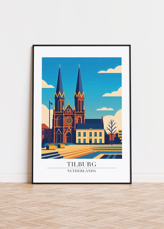 Tilburg Netherlands Twin Spire Church Square City Art Poster