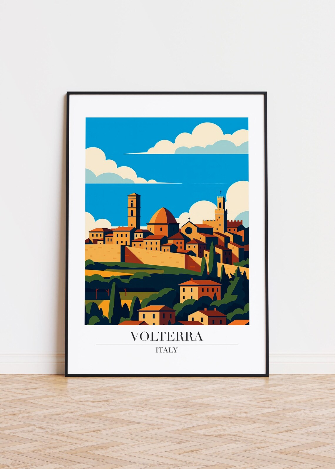 Volterra Italy Modern City Illustration, Poster