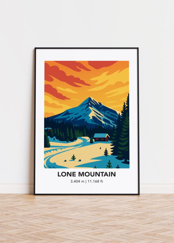 Lone Mountain Poster Print, Illustration Art