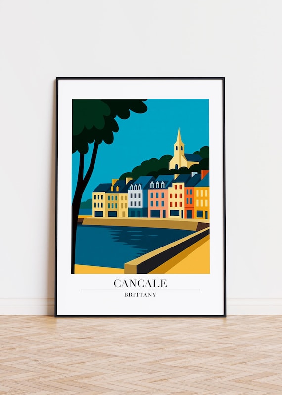 Cancale France Poster, Coastal City Illustration