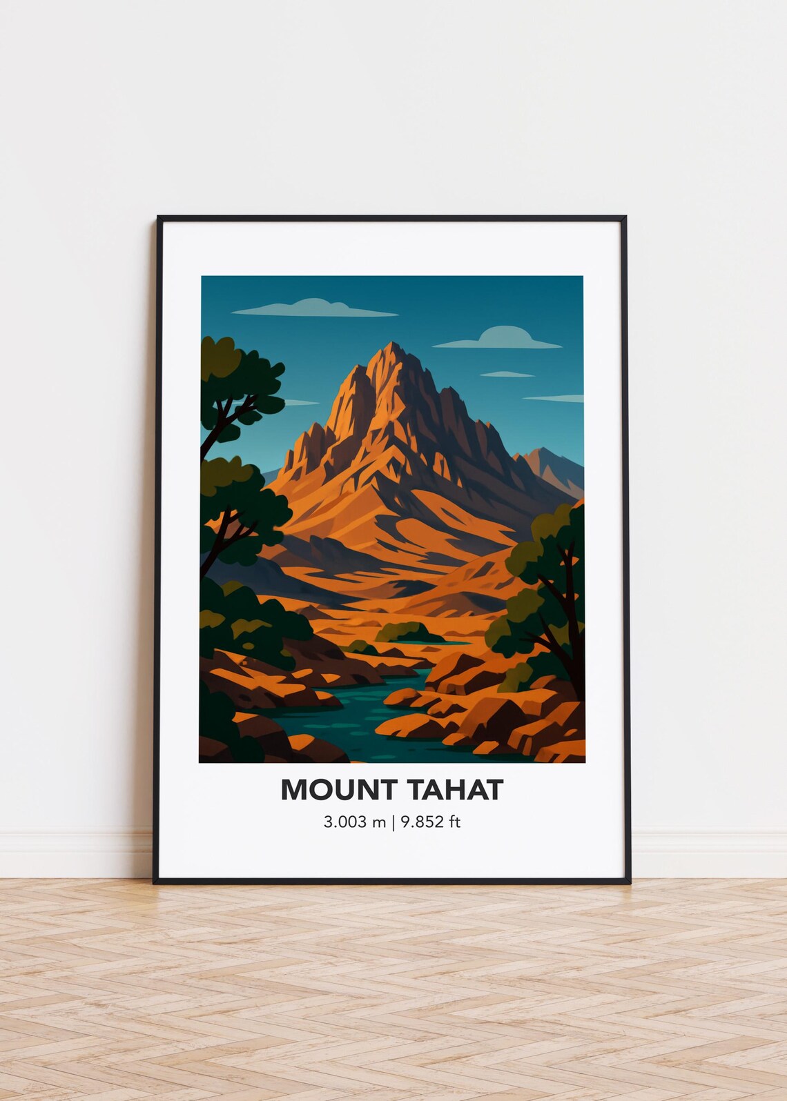Mount Tahat Minimalist Mountain Art Print