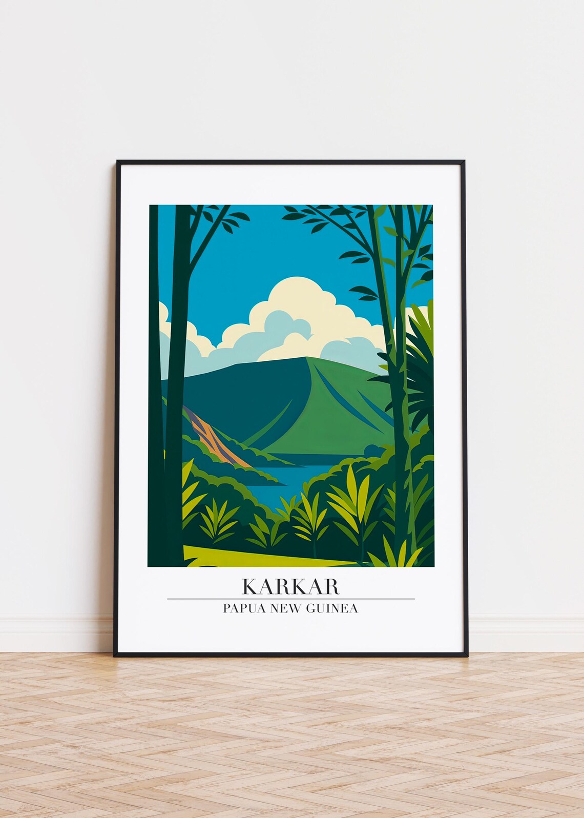 Karkar Cityscape Poster, Papua New Guinea Travel Poster