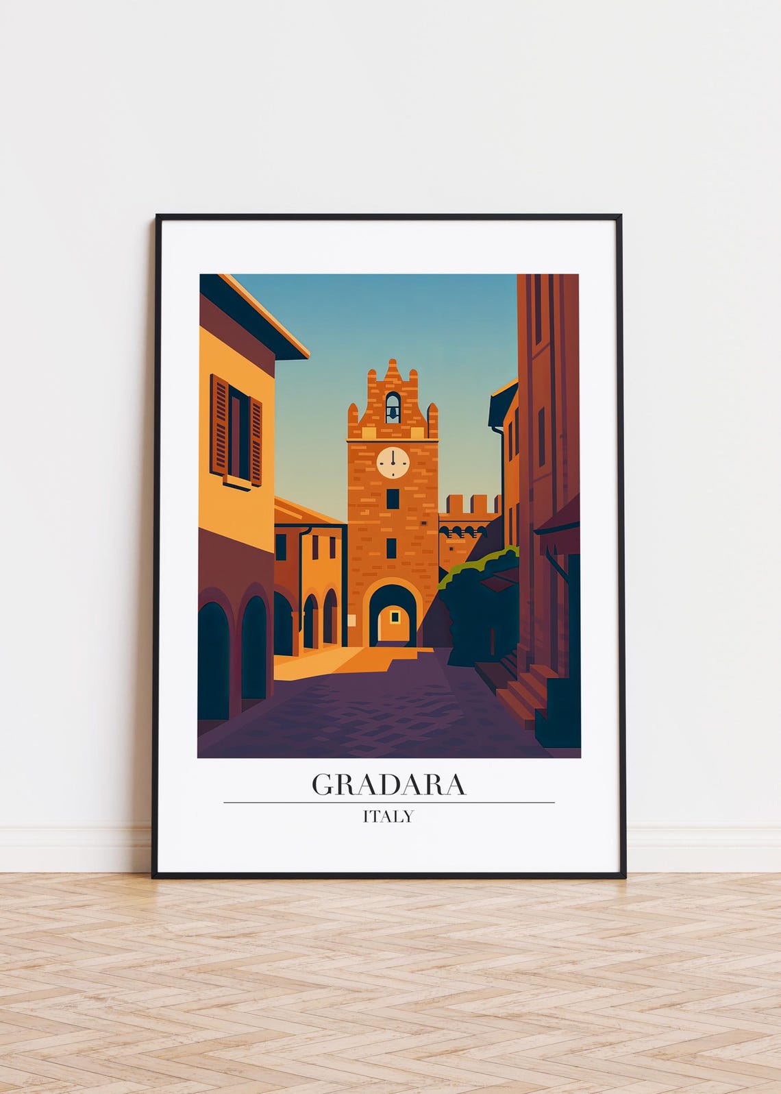 Gradara Italy Poster Skyline Illustration Travel Art Print