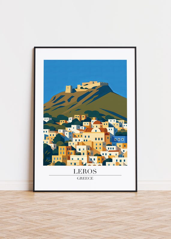 Leros Greece Minimalist Travel Poster Print