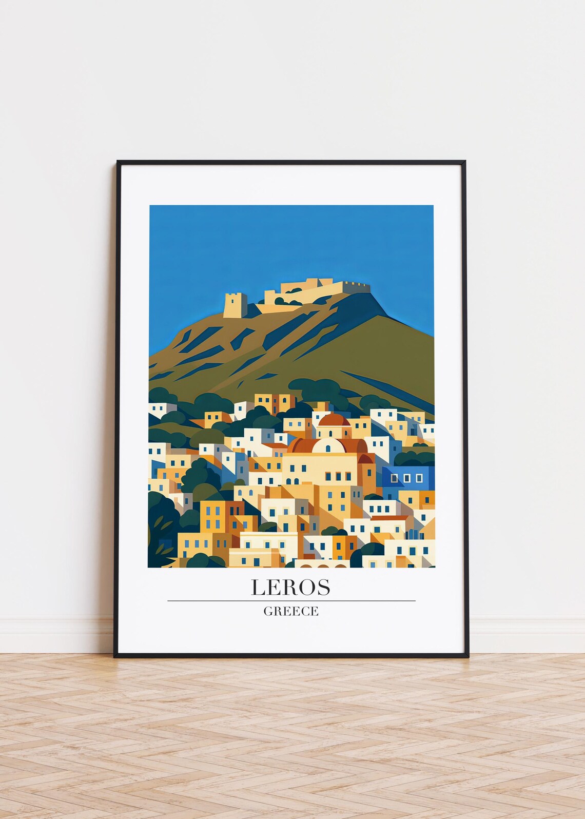 Leros Greece Minimalist Travel Poster Print