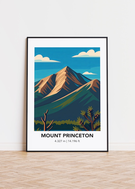 Mount Princeton Print Colorado Mountain Illustration Art