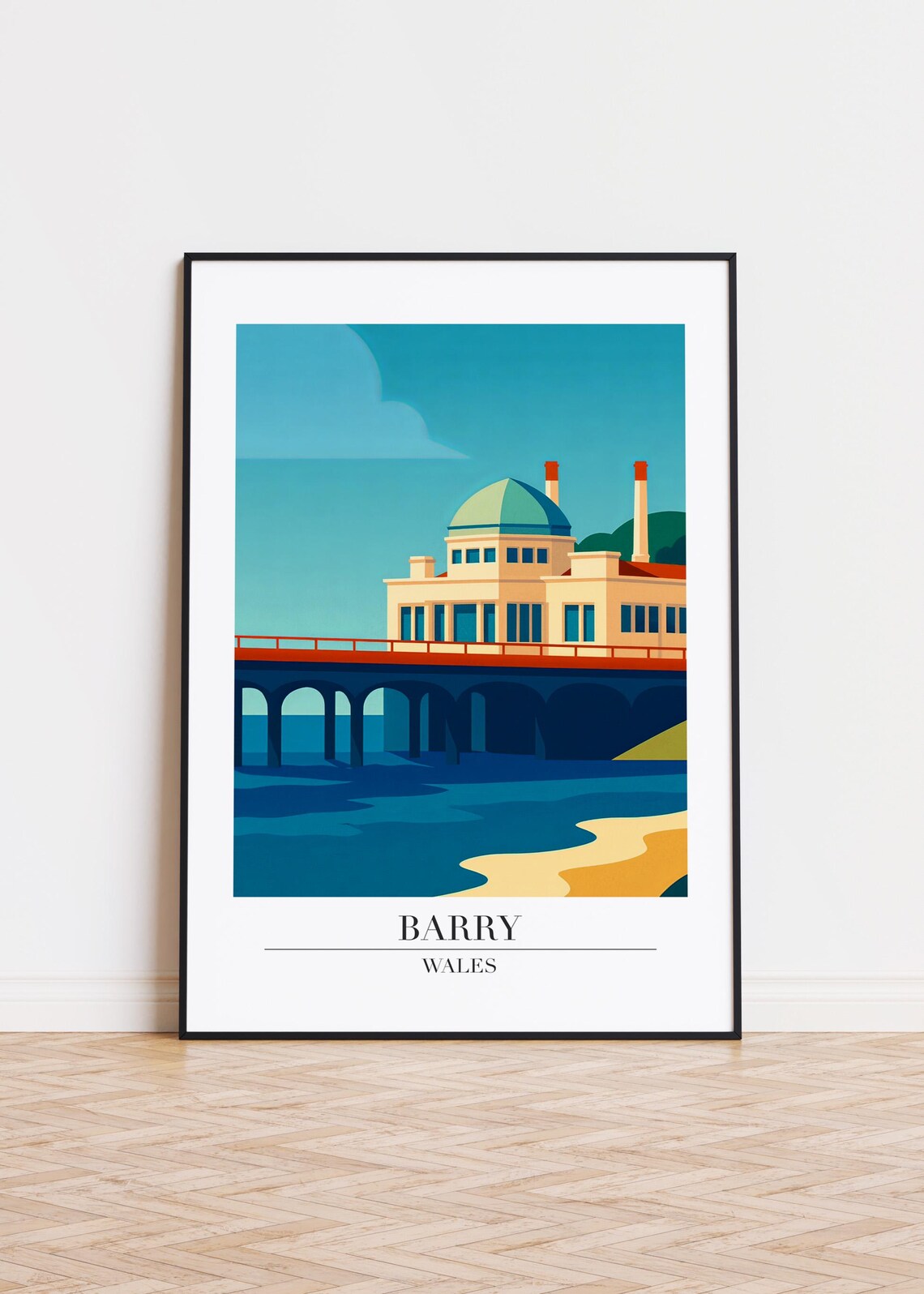 Barry Wales Seaside Pier Pavilion Ocean View Scenic Travel Poster