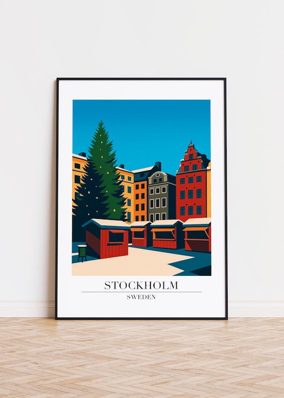 Stockholm Cityscape Poster Modern Scandinavian Illustration Art