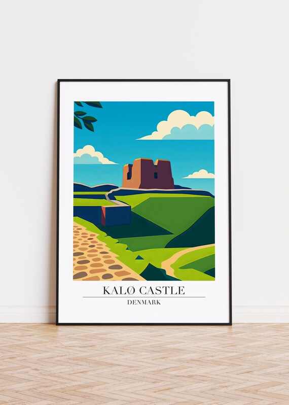 Kalo Castle Denmark Ruin Green Hill Medieval Landmark Poster Art