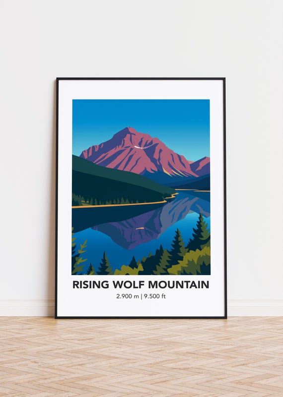 Rising Wolf Mountain Art Print Modern Minimalist Decor