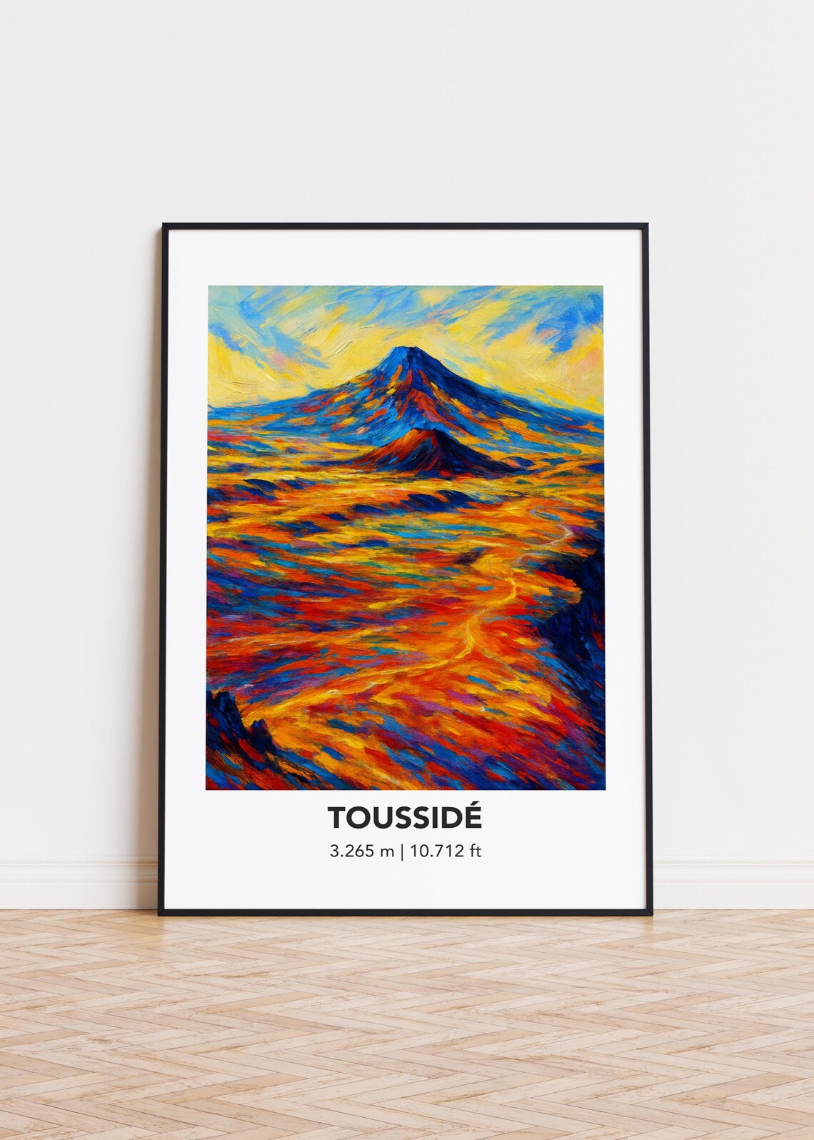 Toussidé Peak Fiery Autumn Mountain Colorful Oil Painting Poster