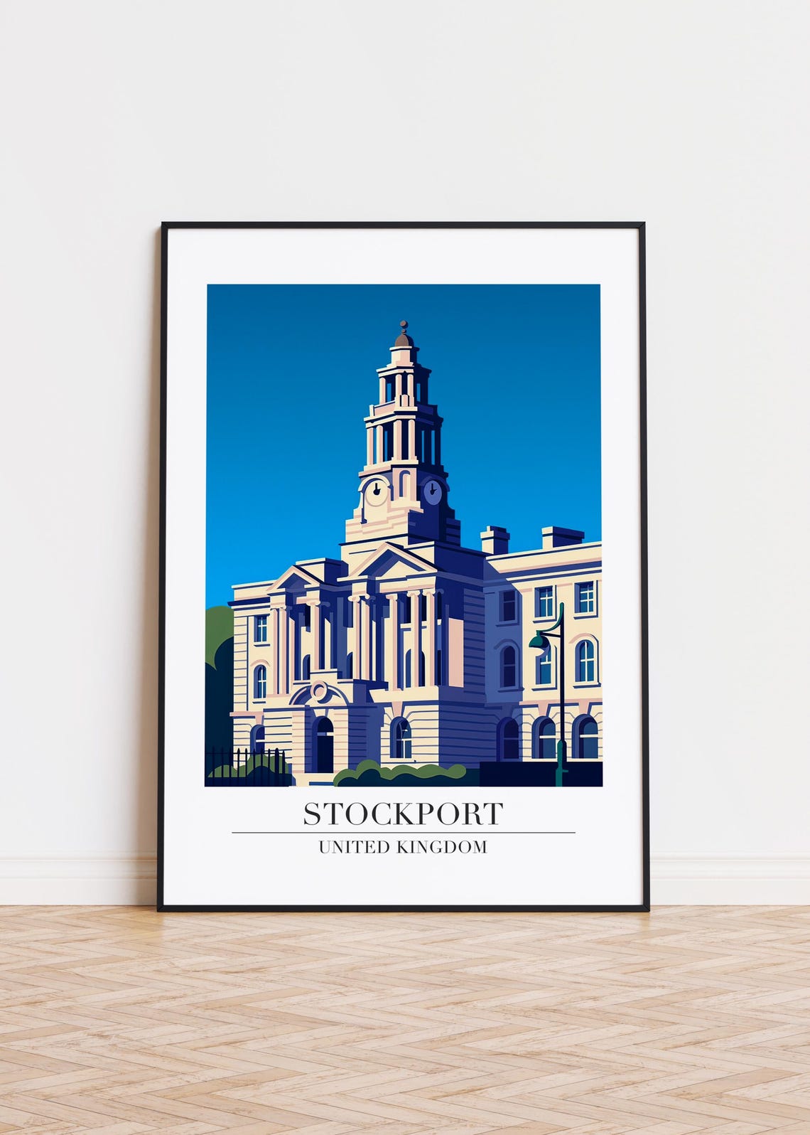 Stockport United Kingdom Elegant Town Hall Clock Tower Poster