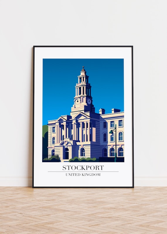Stockport Illustration Art Print United Kingdom Cityscape Poster