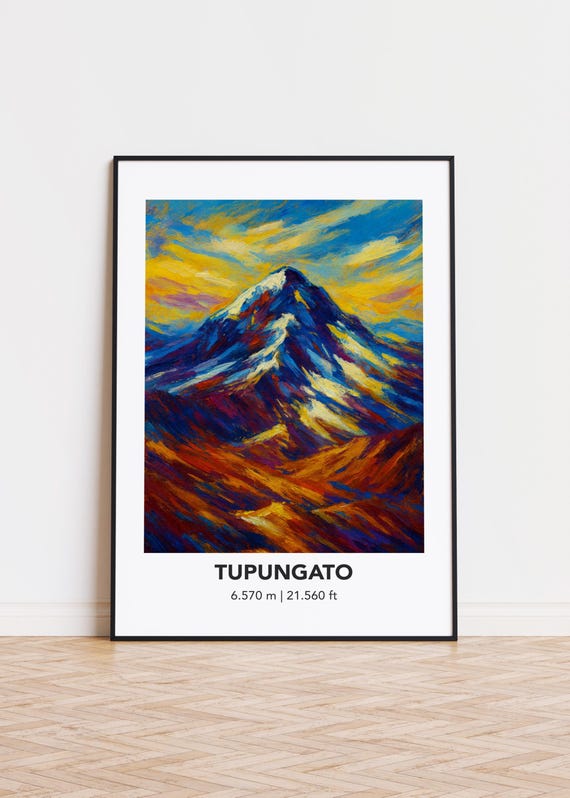 Tupungato Poster Mountain Print Modern Oil Painting Style Art