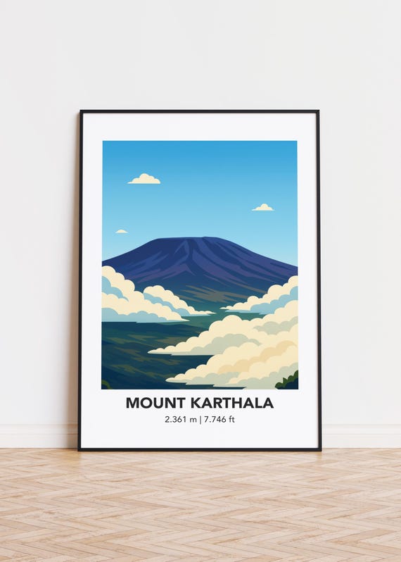 Mount Karthala Poster Minimalist Mountain Art Print