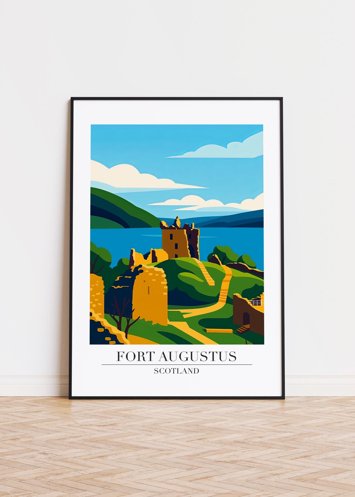 Fort Augustus Scotland Poster Print, Modern City Illustration