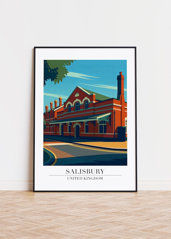 Salisbury Illustration Art Print United Kingdom Cityscape Poster