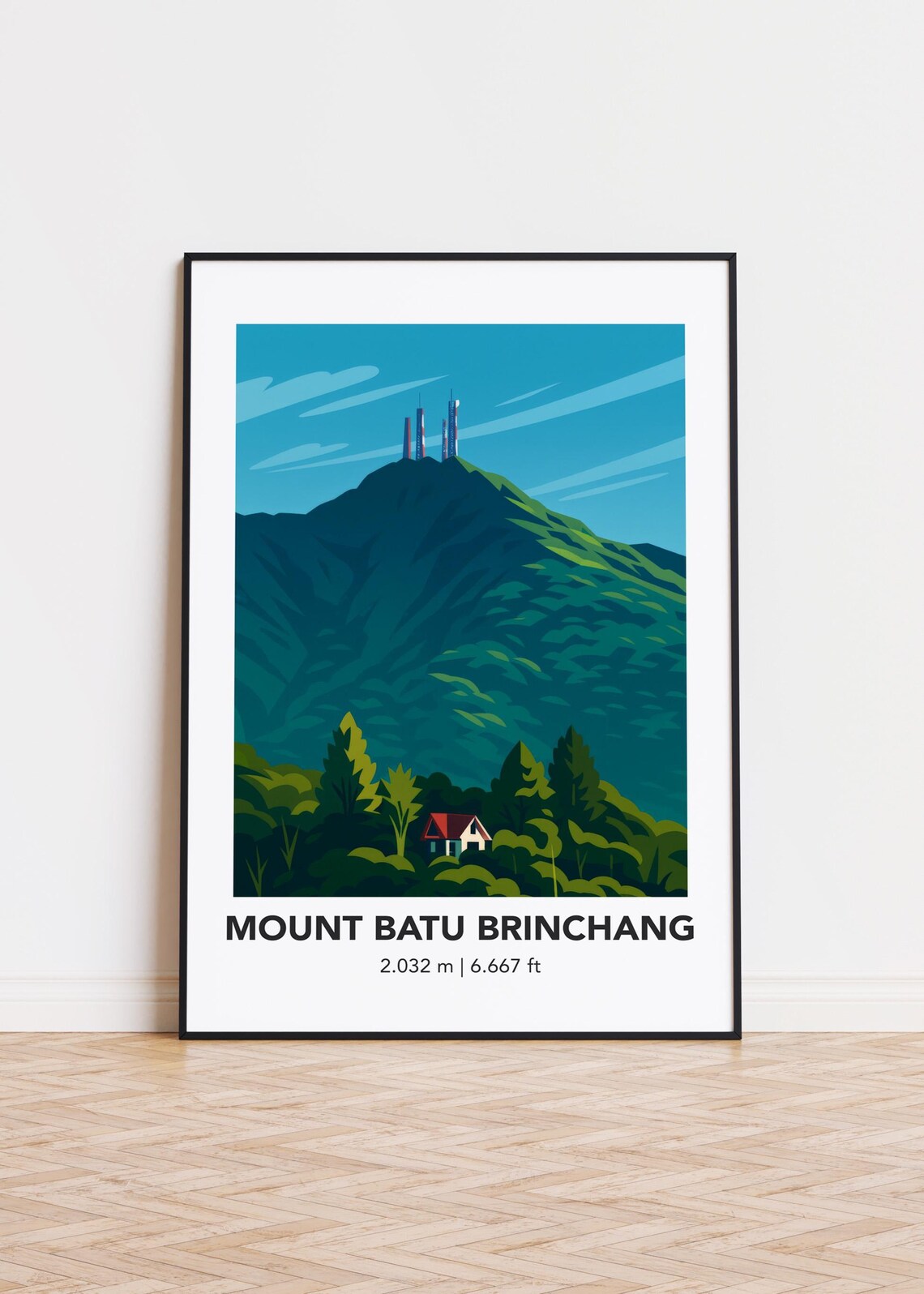 Mount Batu Brinchang Minimalist Mountain Art Print