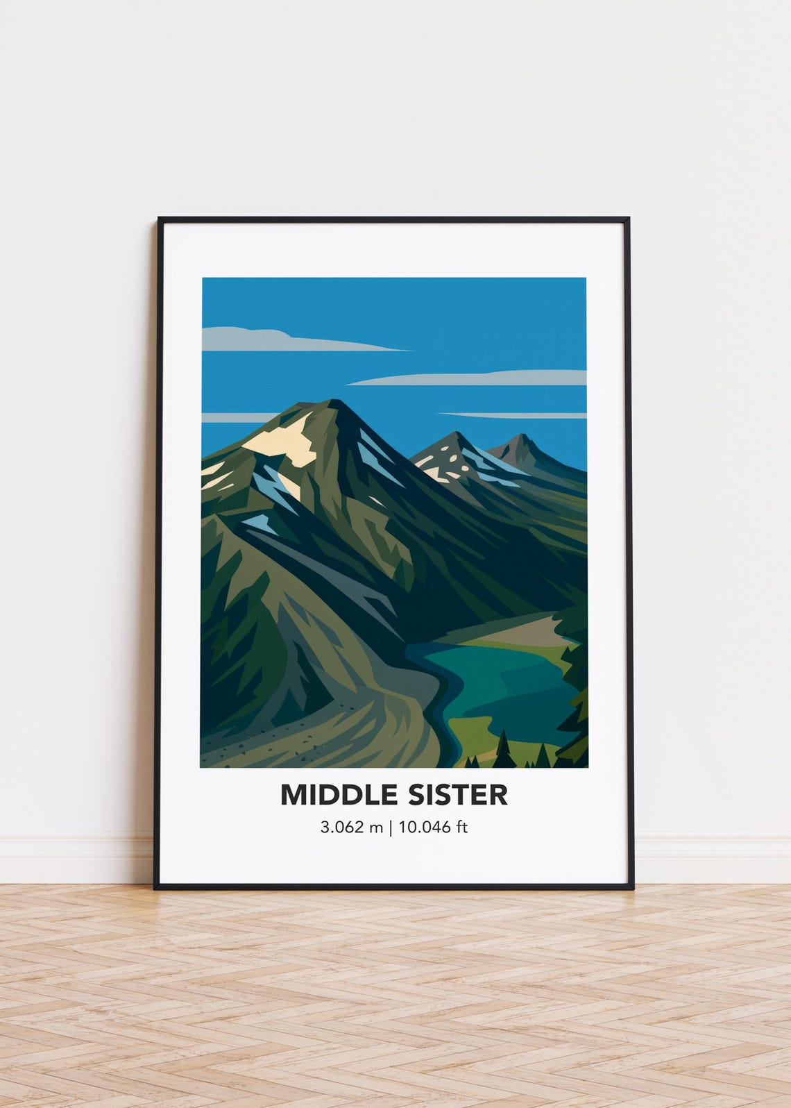 Middle Sister Mountain Print Modern Minimalist Wall Art
