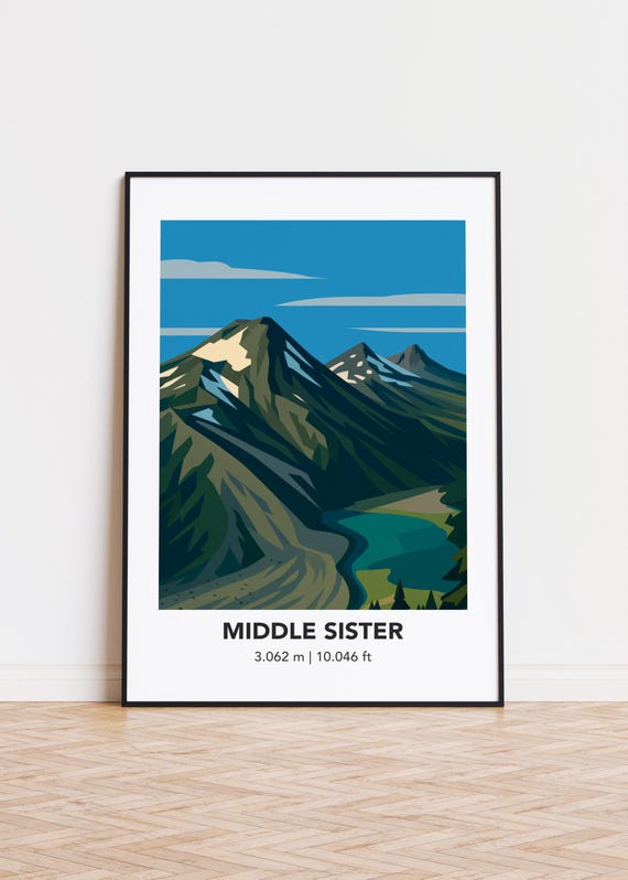 Middle Sister Mountain Print Modern Minimalist Wall Art