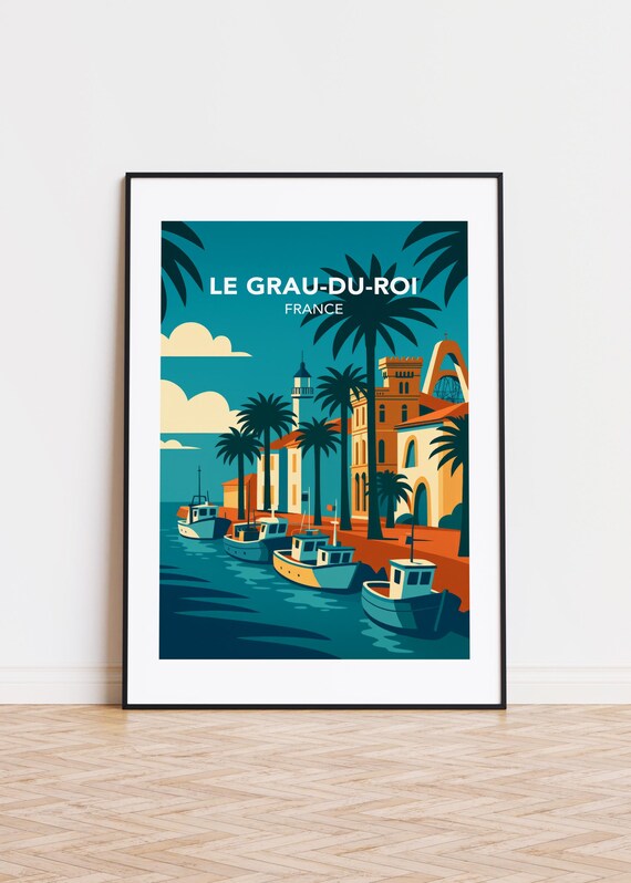 Le Grau Du Roi France Palm Harbor Fishing Boats Sunset Poster